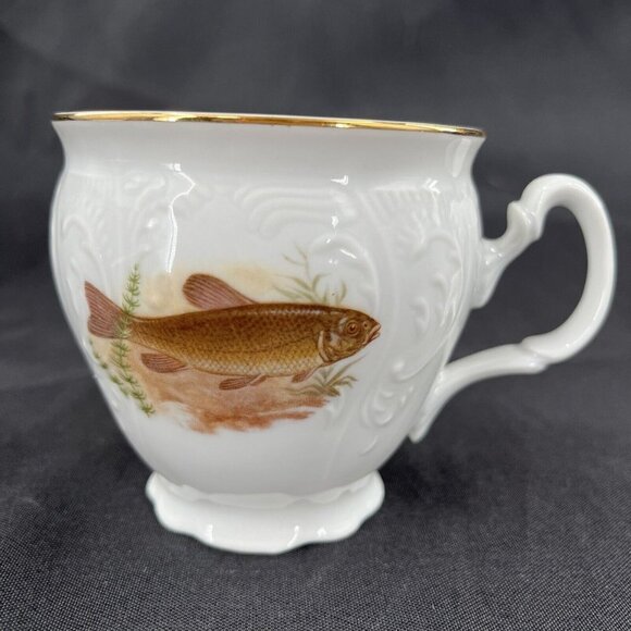 Bernadotte Fine China Tea Coffee Cup and Saucer Set Czech Republic Fish Wildlife - Picture 6 of 8